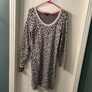 Black and Cream Leopard Print Sweater Dress
